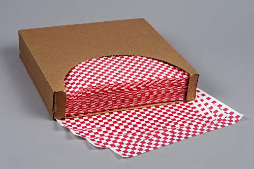 12x12 Grease Resistant Sheet, RED Checkered, Basket Liner, Wrap, 1000 Sheets Per Box, Brown Paper Goods 7B12-RC