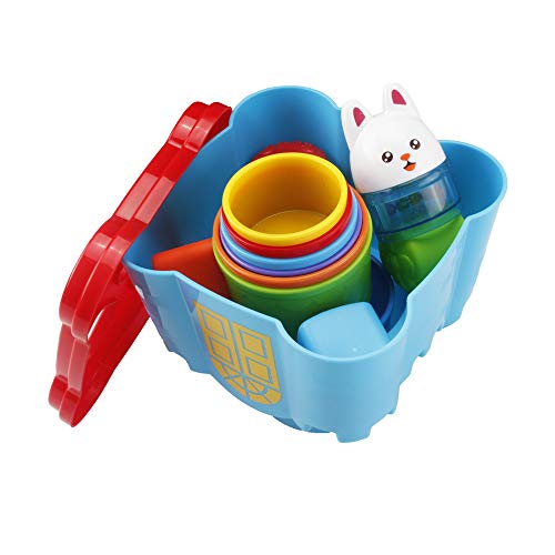 WISHTIME Baby Stacking Cups Bath Toy - Castle Stacking Sorting Nesting Bath Beach Toys Educational Development Toy for Baby Toddlers Kids 1 2 3 4-5 Year Old Girls Boys