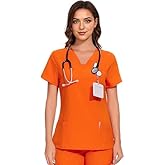 COZYFIT Scrubs for Women - V-Neck Women Scrub Tops with 3 Pockets,Soft Stretch