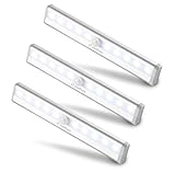 LED Closet Lights, Zanflare Portable Motion Sensor Closet Light Wireless 10 LED Under Cabinet Light Battery Operated, Magnetic Strip Stick on Anywhere for Kitchen Wardrobe Hallway Stairway, 3 Pack