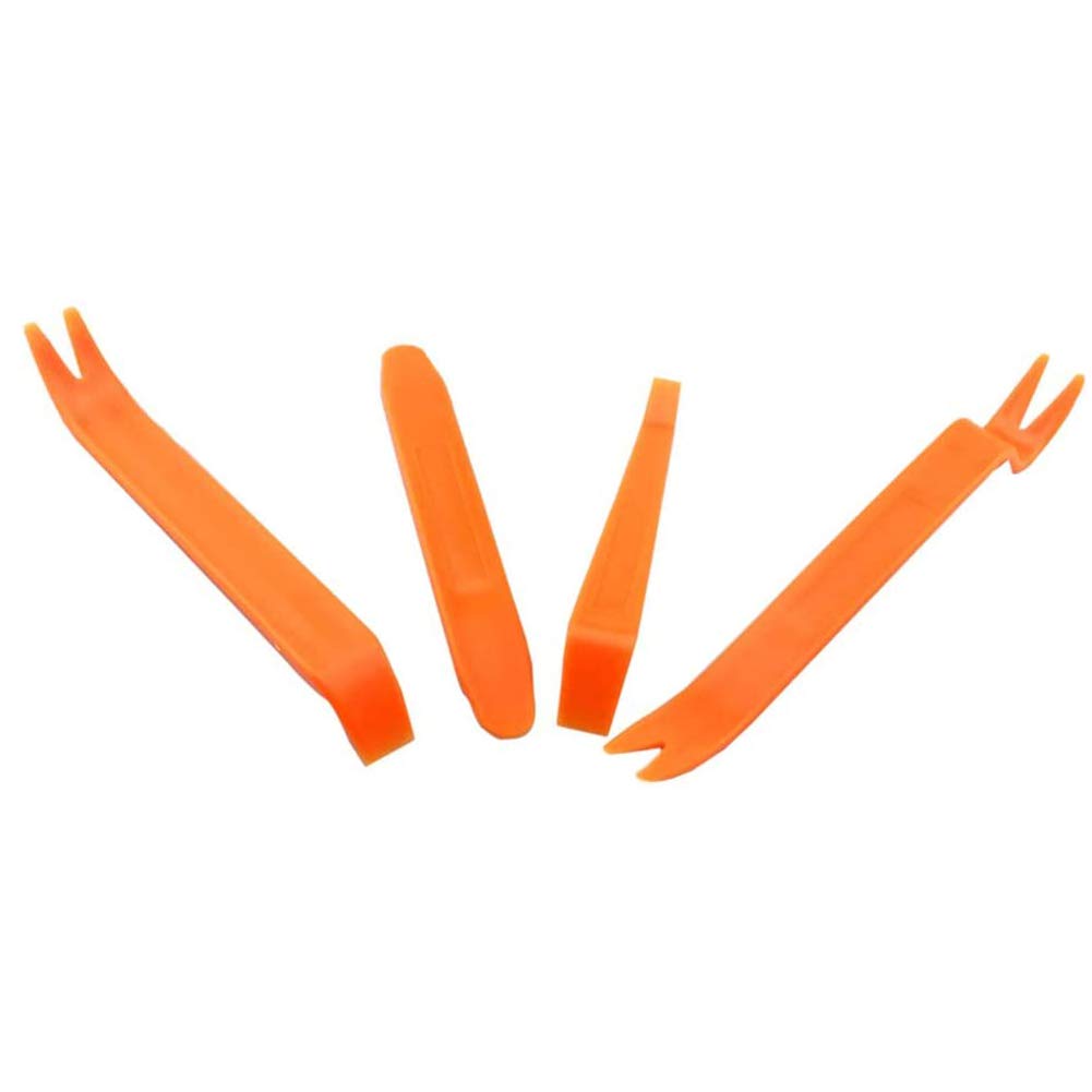 Lansonee 4pcs Heavy Duty Plastic Pry Tools Set - Orange Auto Interior Removal Kit for Car Door Panels, Dashboard Trims, Radio Installation, and Panel Bezel Removal