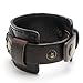KONOV Jewelry Wide Genuine Leather Mens Bangle Cuff Bracelet, Color Brown