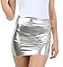 Sakkas 6924 Women's Shiny Metallic Liquid Mini Skirt - Silver - Medium