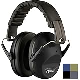 Ear Protection for Shooting – Compact Foldable Portable Hearing Protection Safety Earmuffs for Blocking Sound Reduction – Perfect for Hunting Range Studying Lawn Mowing for Men Women Adults (Black)