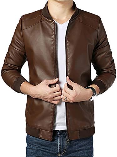 Gordania Men's Faux Leather Slim Fit Brown Design Jacket