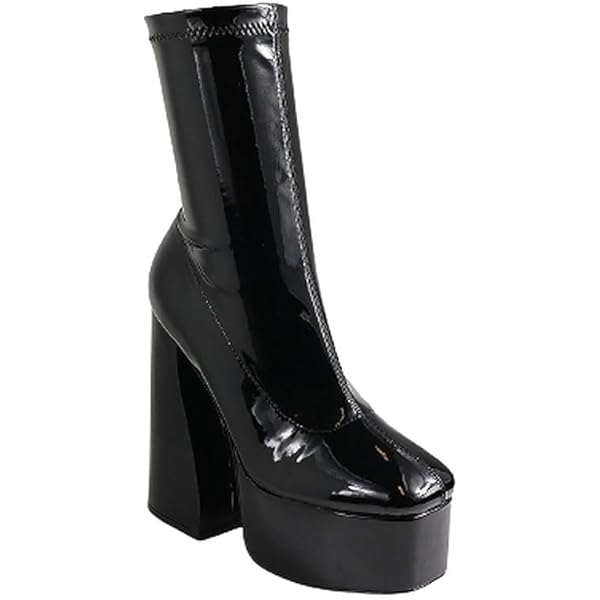 ぱふっちょM GooMaShoes Women's Punk Black Chunky Lace Up Platform Boots