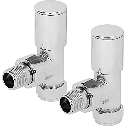 hep® Round Angled Manual Radiator Valve + Lockshield Set 15mm Chrome (Angled)