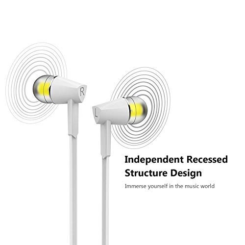 Headphones, BYZ Wired Earbuds with Mic, Stereo Earphones for Running Workout Gym, Tangle Free, White - Thumbnail 3