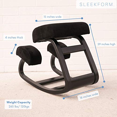 Sleekform Ergonomic Austin Kneeling Chair | Posture Correcting Wooden Stool for Office & Home | Back Support, Neck Pain & Spine Tension Relief | Rocking Kneel Seat with Orthopedic Soft Knee Cushions