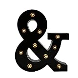 Pooqla Decorative LED Illuminated Letter Marquee Ampersand Sign - Alphabet Marquee Letters Ampersand with Lights for Wedding Birthday Party Christmas Night Light Lamp Home Bar Decoration &, Black