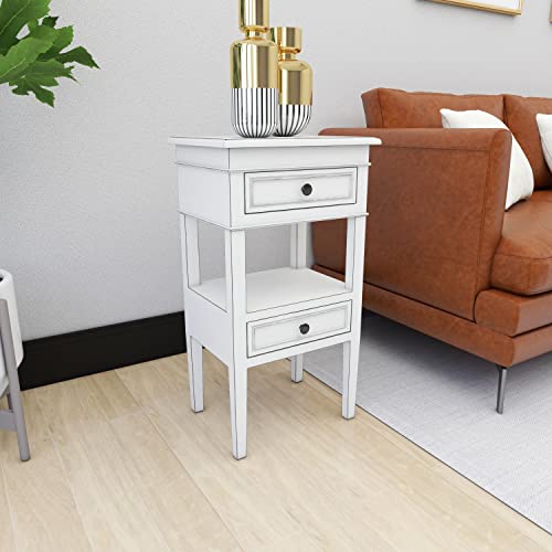 Deco 79 Traditional Wood Rectangle Accent Table, 16" x 12" x 29", White