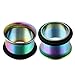 JOVIVI 6pc Mix-color Gauges Set Stainless steel Single Flared Ear Tunnels Plugs Stretcher Jewelry