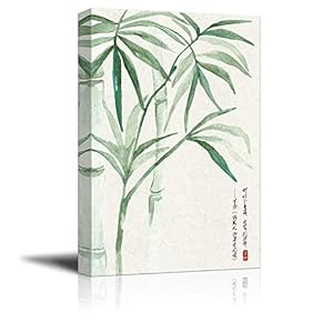 Canvas Wall Art - Chinese Ink Painting Style Green Bamboos - Giclee Print Gallery Wrap Modern Home Art Ready to Hang - 12x18 inches