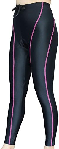 Wellcls Women's Cycling Long Pants 3D Padded Bike Bicycle Wear (Black/Pink, Medium)