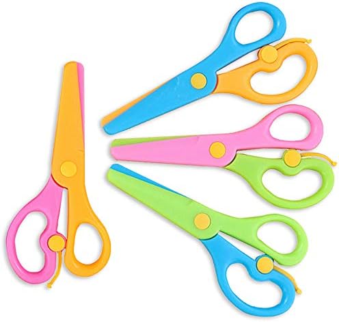 Qingjia 安全ハサミ 子ども用ハサミ 子供 幼児 キッズ はさみ 鋏 ４丁セット 学校用ハサミ 子ども専用 プラスチックハサミ 紙切り 切り絵作り スプリングレバー付き 4つの色合わせ