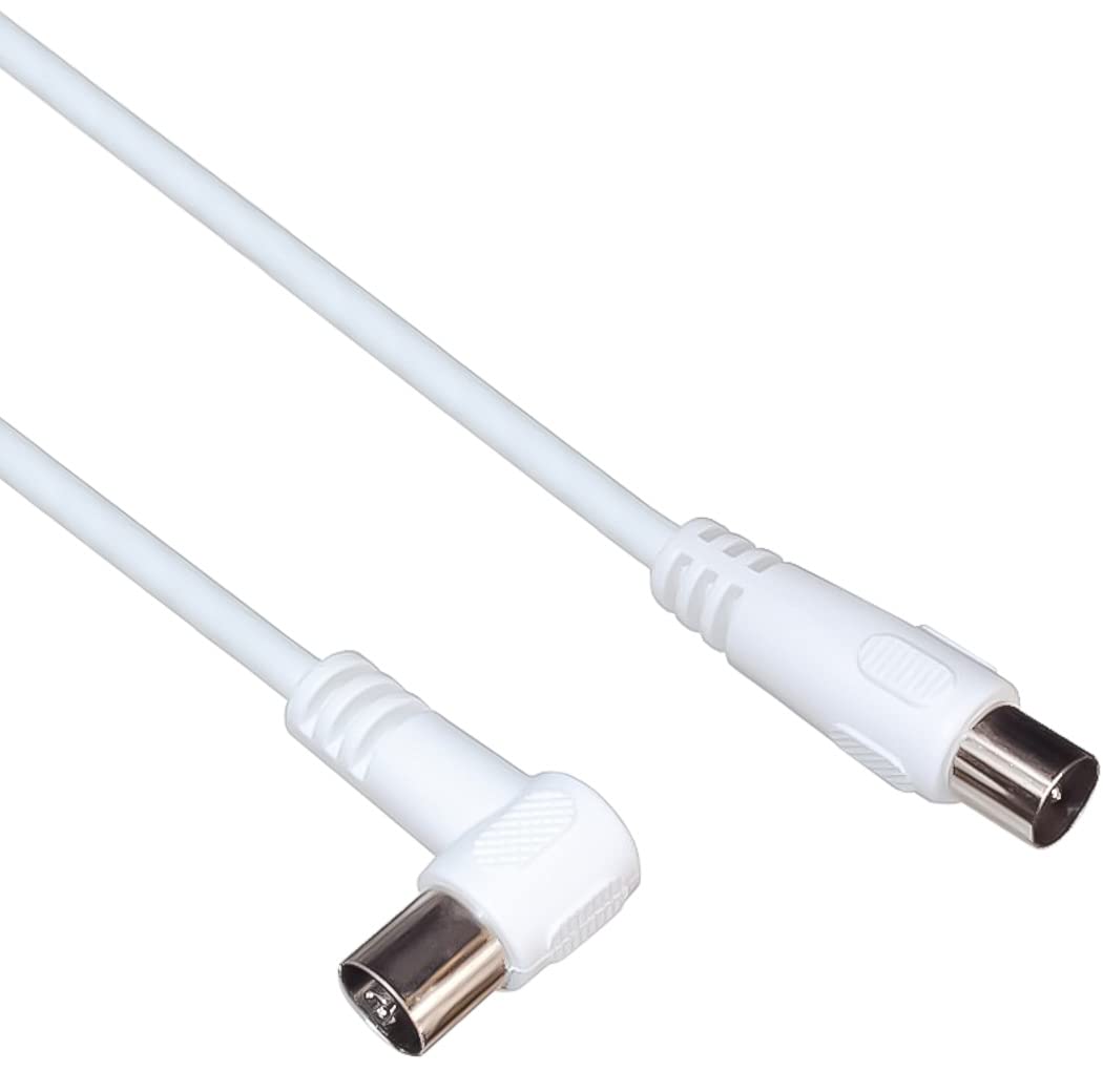 PremiumCord TV M/F 90, 75 Ohm, 5m - coaxial cables (75 Ohm, 5m, White, Male/Female, IEC, IEC)
