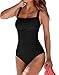 Upopby Women's Vintage Padded Push up One Piece Swimsuits Tummy Control Bathing Suits Plus Size Swimwear