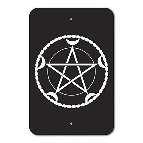 Pentacle Pentagram Moon Goddess Wiccan Witch Nature Home Business Office Sign - Plastic - 12