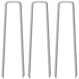MySit 100x 6-Inch Galvanized Ground Garden Grass Stakes Pins, Lawn Landscape Weed Fabric Staple Heavy-Duty 11 Gauge Anti-Rust Steel Sod Anchor Securing Pegs, 100 pcs,
