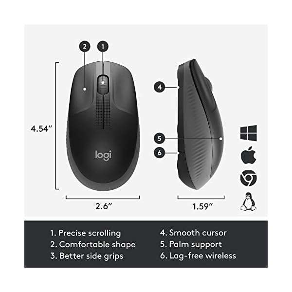 Logitech-Wireless-Mouse-M190-Full-Size-Ambidextrous-Curve-Design-18-Month-Battery-with-Power-Saving-Mode-USB-Receiver-Precise-Cursor-Control-Scrolling-Wide-Scroll-Wheel-Scooped-Buttons-Black Logitech Wireless Mouse M190, Full Size Ambidextrous Curve Design, 18-Month Battery with Power Saving Mode, USB Receiver…
