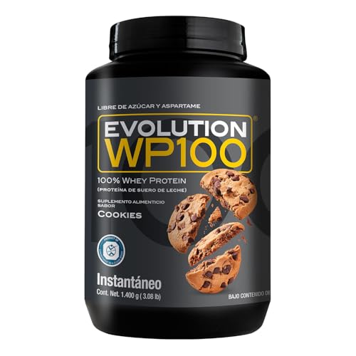 EVOLUTION, Proteína de Suero de Leche, WP100, Whey Protein, 18 Aminoácidos, Sin Gluten, Sugar Free, Post Workout, Sabor Cookies, 46.6 Porciones, 1400g