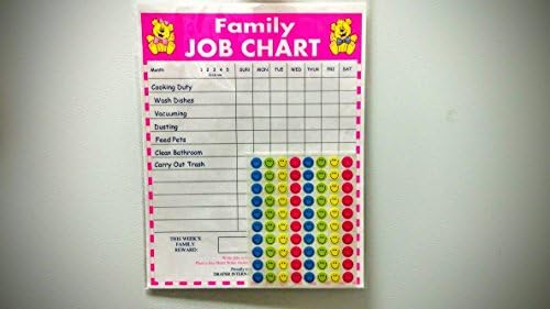 (5 Pack) Family Children Job Charts with Reward Smiley Face Stickers Family Job Charts