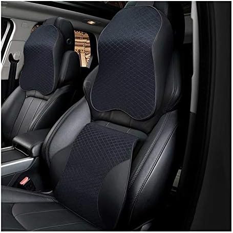 車のヘッドレスト 2個車の首枕メモリ泡の暖かい通気性puレザーカーシートネックウエストバックレストはクッションセット腰椎バックサポートをリラックス ヘッドレストクッション Color Type A Black