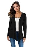 Women Open-front Longline Model Cardigan (XL, Black)