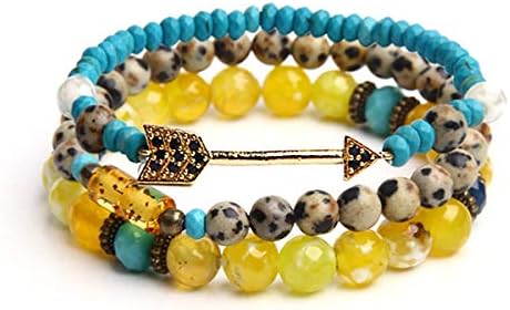 Tree of Life Turquoise Jasper & Tibetan Agate Gemstone Chakra Beaded Bracelet | Beach Charm Bracelet Set - Ocean Jewelry