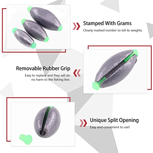 Toasis Fishing Rubber Core Weights – Removable Sinkers, 7g/0.25 Oz, 20pcs, Less Snag Design