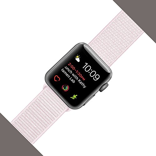 Yunsea For Apple Watch Band 38mm, New Nylon Sport Loop, with Hook and Loop Fastener, Adjustable Closure Wrist Strap, Replacement Band for iwatch, (38mm, Pearl Pink)