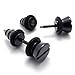 KONOV 2pcs Stainless Steel Mens Stud Screw Earrings, 1 Pair, Color Black, Diameter 7mm