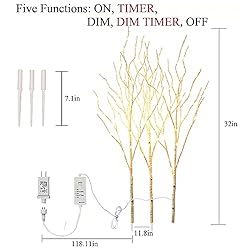 LITBLOOM Lighted White Birch Twig Branches 30IN 150