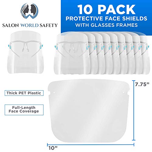 TCP Global Salon World Safety Face Shields with Glasses Frames (Pack of