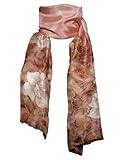 Invisible World Women's 100% Mulberry Silk Scarf Long Hand Painted Floral