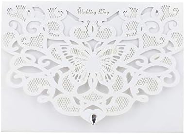 Shinejoy 20pcs Elegant Classic Laser Cut Wedding Invitations Cards Paper for Birthday Party Baby Shower Bridal Shower Invitations (20, Rhinestone-White)