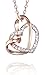 FAPPAC Interlocked 2 Heart Pendant Necklace Enriched with Swarovski Crystals