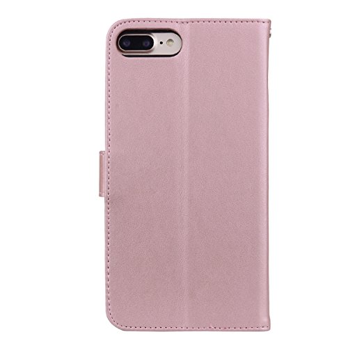 Scheam iPhone 7 Plus iPhone 8 Plus Wallet Leather Case Protective Durable Phone case Shell Folio flip Cell Phone Cover Bag Card Slots,Cash Pocket,Rose Gold