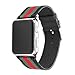 MORTREE Nylon and Leather Band for Apple Watch Series 3 Series 4 Bands,Woven Nylon Replacement Band with Top Layer Genuine Leather Wrist Band for Iwatch Series 4/3/2/1(Green and Red in Black 38mm)