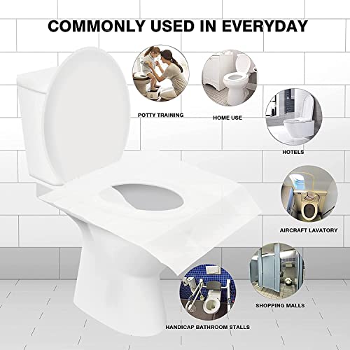 Sawanork 100 Pcs Flushable Paper Toilet Seat Covers for Adults and Kids, Disposable Travel Essential Accessories for Airplane, Road Trips, Camping
