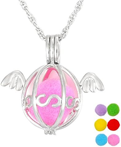 Valyria Aromatherapy Essential Oil Diffuser Necklace Lantern Wings Round Mexican Bola Locket Necklace