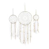 SHZONS Dream Catchers, 3 PCS Boho Wedding Party Favor,Fall Decor New Year Gift Baby Shower,Birthday Gift,Bedroom Wall Ornaments,Car Hanging Decoration,White Feather