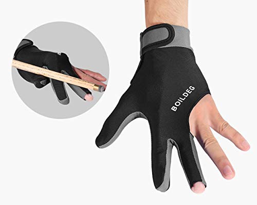 ACE SELECT Billiard Glove with Pad for Left Bridge Hand 1 Piece, 3 Fingers Elastic Lycra Stretchable Pool Cue Snooker Glove - Gray