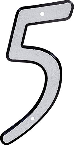 HIllman 841606 4-Inch Nail-On Reflective Plastic House Number 5