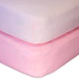 Fitted Crib Sheets (2 Pack) | Premium 100% Jersey Cotton | Baby Girl Nursery Toddler Bedding Set | Pink & White Gingham & Polka Dot Patterns