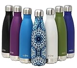 MIRA Vacuum Insulated Travel Water Bottle | Leak-proof Double Walled Stainless Steel Cola Shape Portable Water Bottle | No Sweating, Keeps Your Drink Hot & Cold | 17 Oz (500 ml) | Hexagon