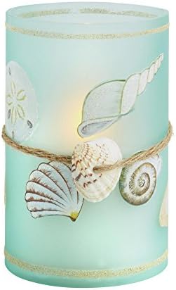 Hand Painted Led Glass Seashell Candle with Auto Timer