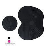 Makeup Brush Cleaning Mat, Codream Makeup Brush Cleaner Pad Set of 2 Cosmetic Makeup Brush Cleaner Washing Tool with Suction Cup (Black) Valentine's Gifts for women