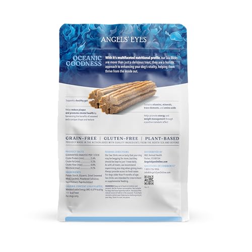 ANGELS’ EYES SEA STICKS MULTI-BENEFIT DAILY DOG TREATS WITH BROWN SEAWEED GUT HEALTH & METABOLIC SUPPORT GRAIN-FREE, GLUTEN-FREE, PLANT-BASED NORTH SEA MEDIUM 12CT