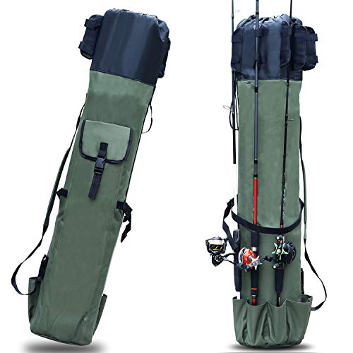 Sougayilang Fishing Rod Bag Canvas Rod Case Organizer Pole Storage Bag